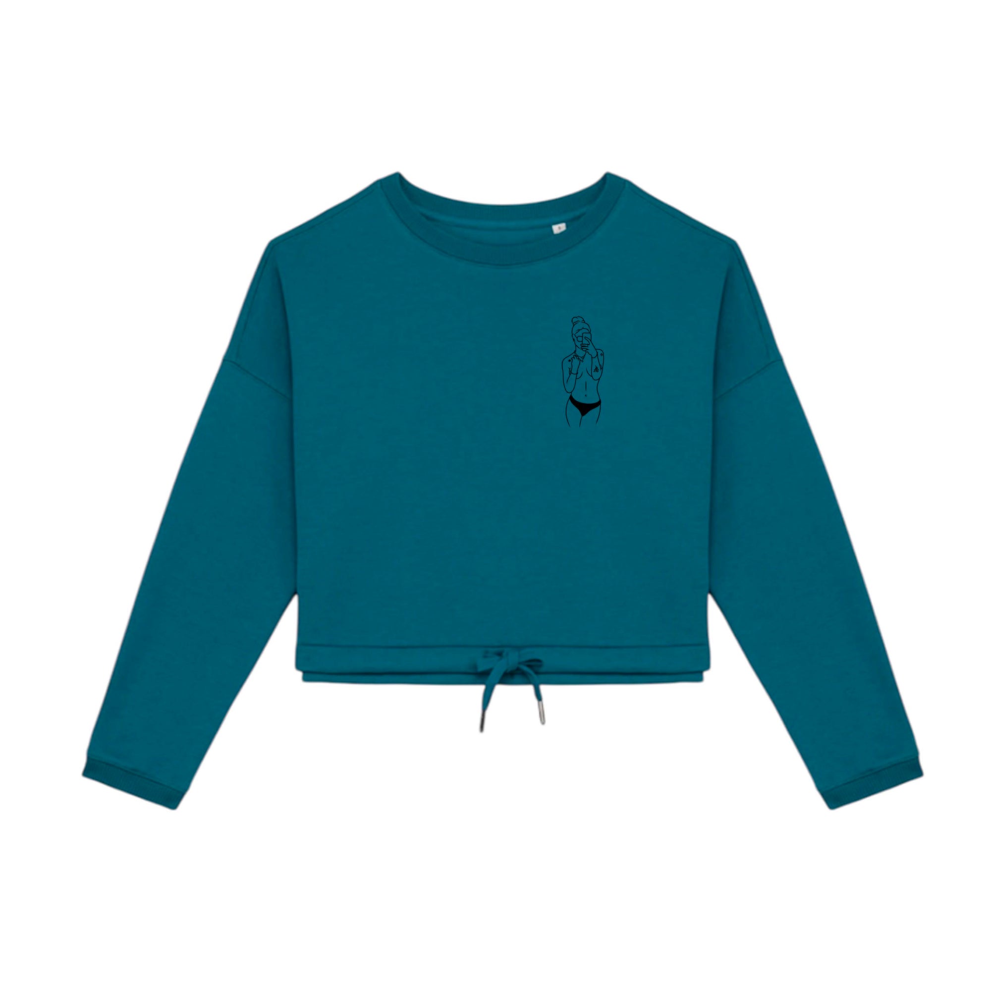 Personnalise ton Sweat-shirt à col rond oversize crop femme brodé