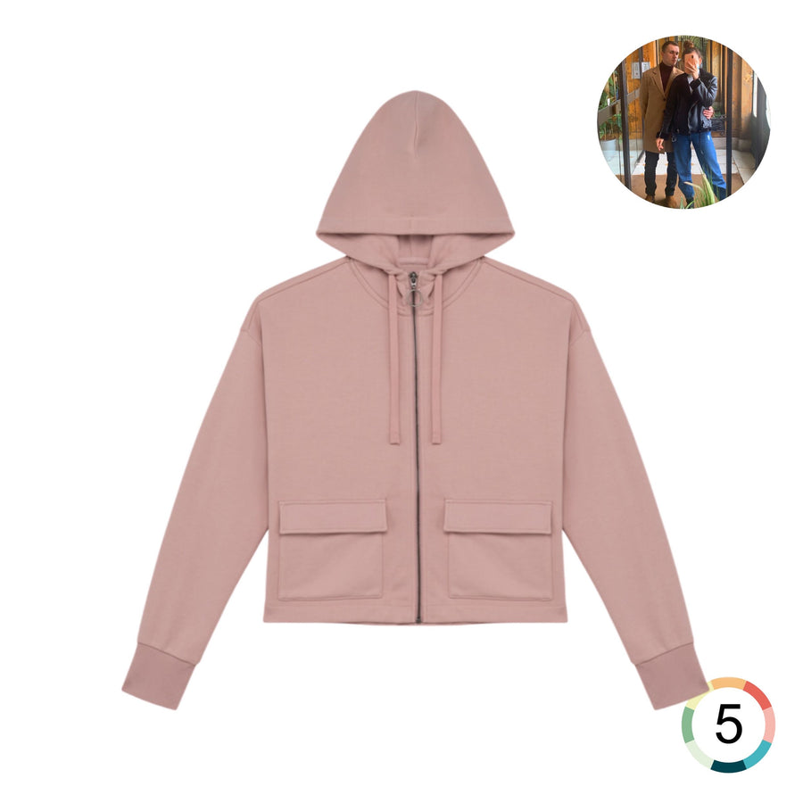 Personnalise ton Sweat-shirt zippé à capuche French Terry femme brodé